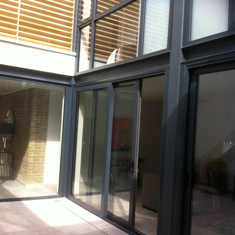 Anthracite aluminium sliding patio doors fitted in Highbury